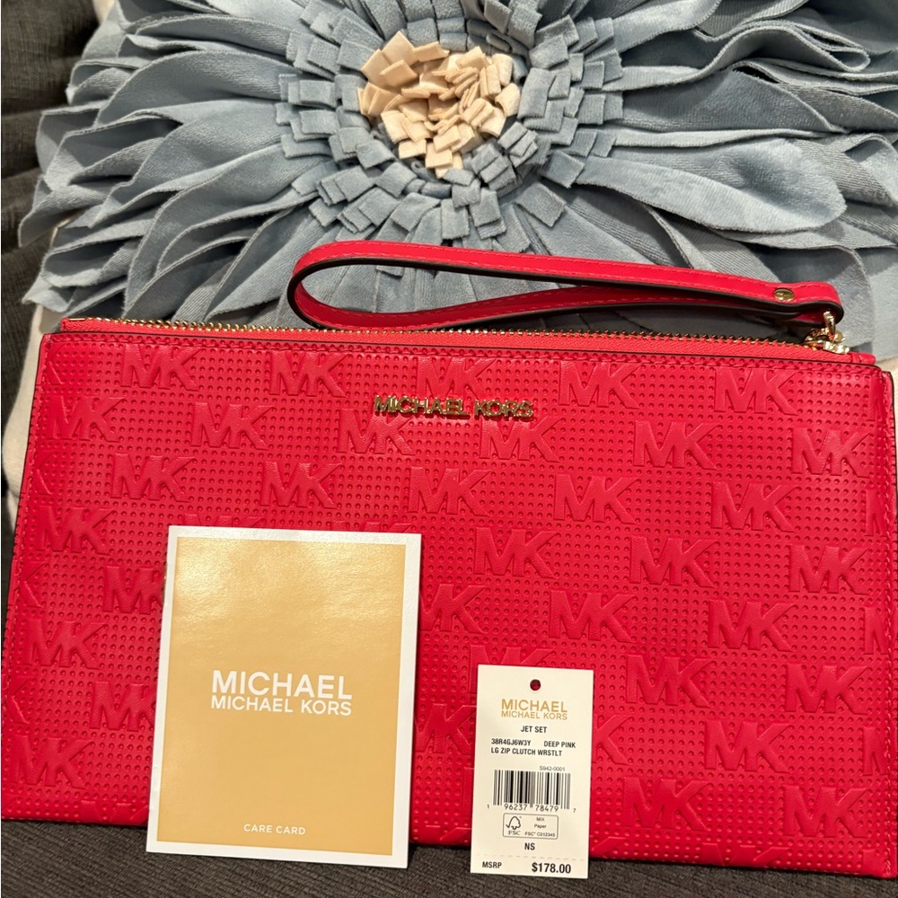Michael Kors Embossed Red Wristlet